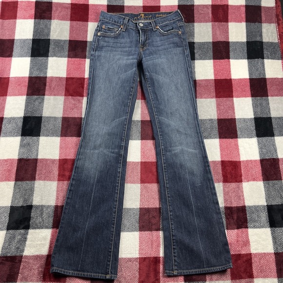 7 For All Mankind Jeans Womens 25 36x32" Blue Bootcut Mid Rise Y2K USA - Picture 1 of 9